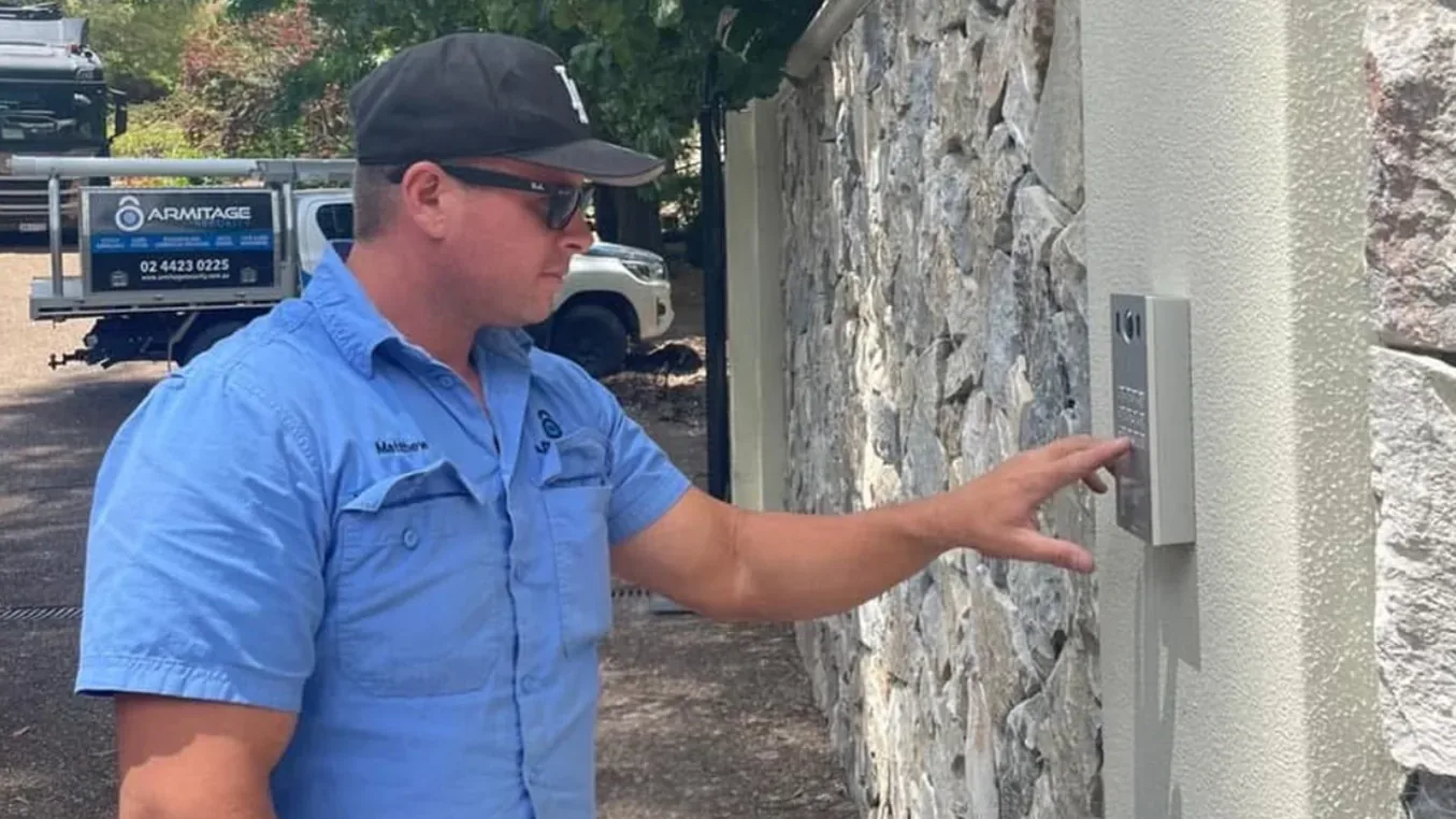 Testing an intercom and access control keypad at a residential gate
